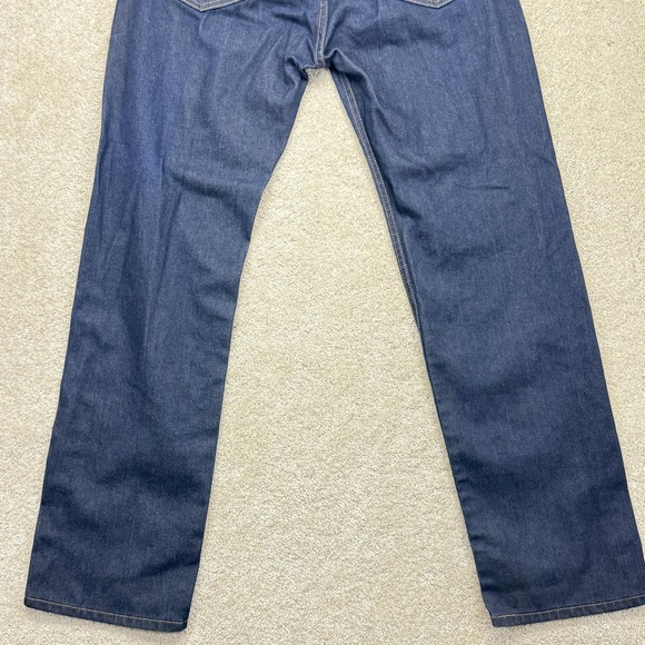 Levis 505 Jeans Mens 34x32 Blue Dark Wash Denim Straight Leg Regular Fit Stretch - Picture 6 of 14